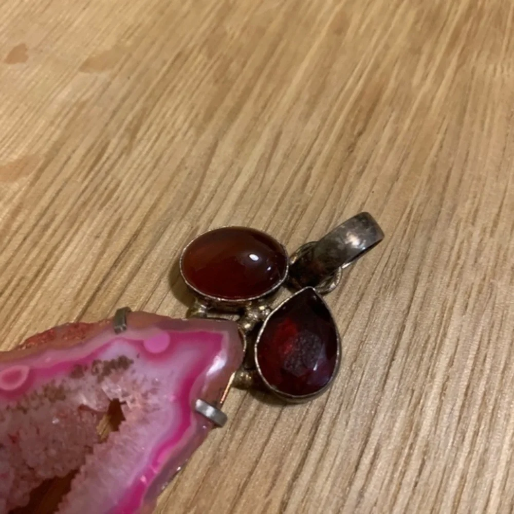Cute rock‎ cherry crystal necklace